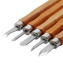 12pcs Wooden Handle Wood Carving Cutting Tool Fruit Food Engraving Chisels