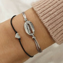 2Pcs/Set Bohemian Shell Heart Rope Chain Bracelet Bangle Women Jewelry Gift â„–[