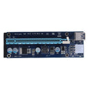 Blue PCI-E Express 1x to 16x Riser Card 6Pin USB 3.0 Cable for BTC Miner