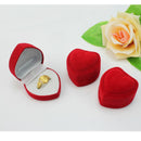 3Pcs Cute Soft Velvet Heart Shaped Ring Show Display Box Storage Case Gifts Red