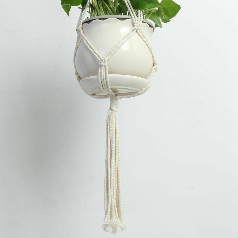 Braid Plant Hanger Indoor Outdoor Hanging Planter Basket Cotton Rope 4 Legs
