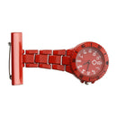 Red Quartz Movement Nurse Brooch Fob Tunic Pocket Pendant Watch U3L2