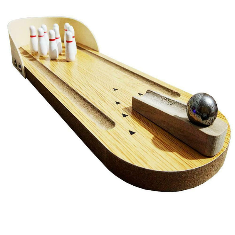 Wooden Mini Bowling Family Interactive Toys Set Entertainment Finger Board Game