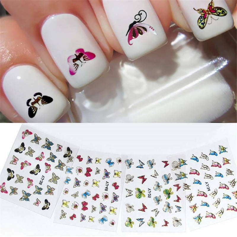 24 Sheet of Butterfly Nail Art Water Transfer Stickers Assorted Butterflies