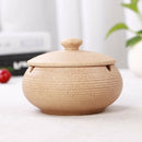 Ceramic Ashtray Cigarettes Ash Holder with Lid for Indoor or Outdoor Use-Beige