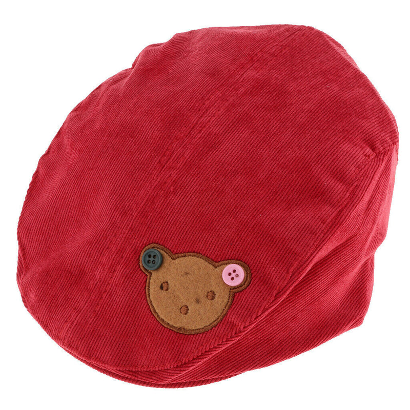 Toddler Kids Baby Boys Girls Beret Cap Fashion Cartoon Bear Hat Red