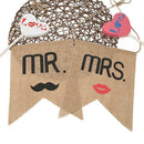 Mr. Mrs. Burlap Chair Banner Set Groom Bride Sign Rustic Wedding Decoration