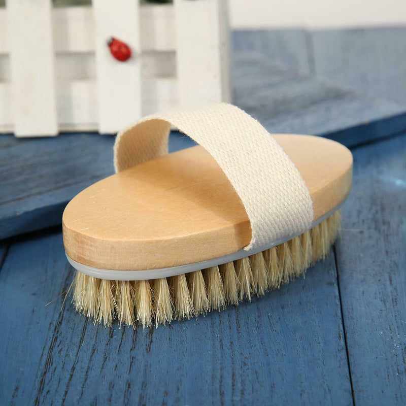 Soft Natural Bristle SPA Brush Wooden Bath Shower Brush Skin Body Massager
