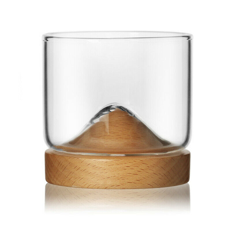 New Whiskey Glass Small Glass Japanese Style Mountain Wooden Bottom Wine Gl A8V7