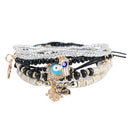 Lucky Hamsa Hand Blue Evil Eye Bracelets Bangles Multilayer (Black)