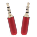 2Pcs 3.5mm 1/8" Male Jack Mini Red Audio Plug Male Stereo Adaptor DIY Soldering