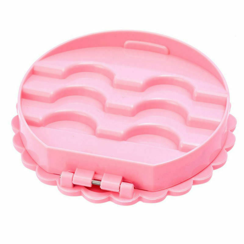 Cute Pink Plastic Bowknot False Eyelashes Storage Box Makeup Case Mirr HKE