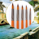 5Pcs Orange Red Nylon Hair Wooden Handle Watercolor Paint Brush Pen Set for D3B7