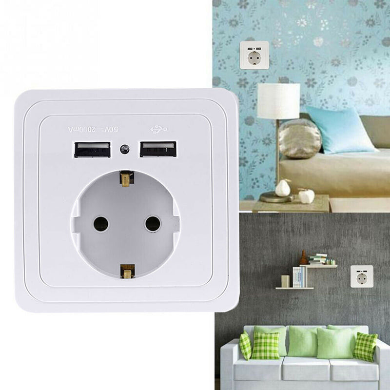 1.5A Wall Charger Adapter Board Dual USB EU Plug Wall Socket Power Outlet Panel
