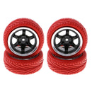 1:10 On Road Racing RC Car Rubber Wheels Tyres Rims HSP HPI 94122/94123 Red
