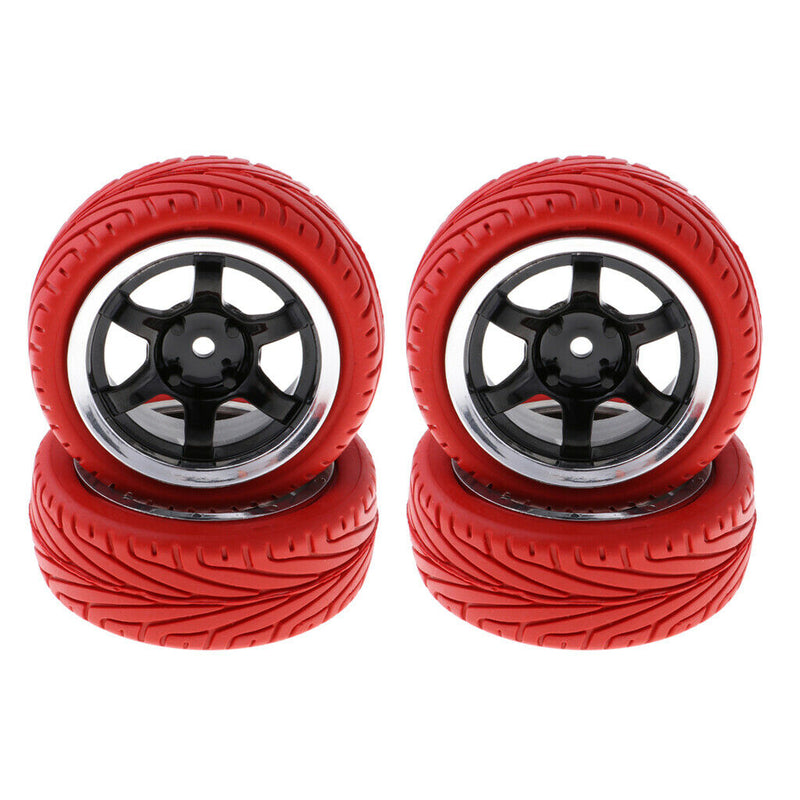 1:10 On Road Racing RC Car Rubber Wheels Tyres Rims HSP HPI 94122/94123 Red
