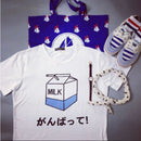 Women Summer Harajuku Cute Milk Print Loose T-Shirts Basic Tee Tops Shirt A Bj