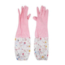 Floral Flower Long Cuff Rubber Gloves Dishwashing Gloves Kitchen Gloves(Lon