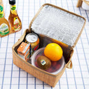Portable Insulated Thermal Cooler Lunch Box Canvas Imitation Rattan Picnic Bag