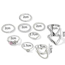 9pcs Geometric Rhinestone Flower Knuckle Ring for Women Streetwear Jewelry A