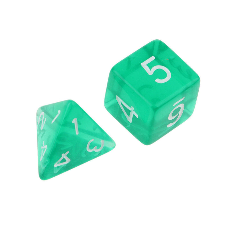 7Pcs Transparent Dice Polygon Dices For Dungeons DND MTG RPG Gaming Green