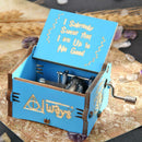 Retro Wooden Blue Hand Cranked Music Box Kid Child Birthday Gift Home Decor