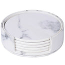 6 Pcs Coasters Marble Pu Leather Round Heat Insulation Table Placemat Drink X9M5