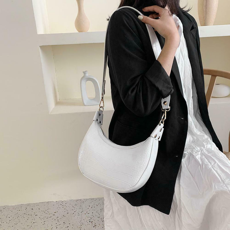 Retro PU Leather Messenger Bag Women Casual Shoulder Handbags Purse (White)