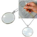 5x Magnifier Round Reading Magnifying Glass Lens Pendant Long Chain Necklace NEW