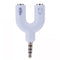 3.5mm Stereo Audio Jack Earphone Headphone 2 Way U Splitter Adapter