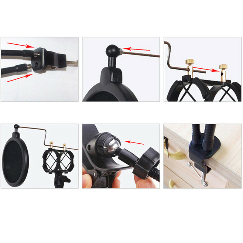 Smartphone 2 In 1 Desk Microphone Mic Recording Stand With Anti-spray Net
