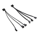 2pcs 4Pin  to 3x 3pin Fan Splitter Power Cable Sleeved Braided for PC