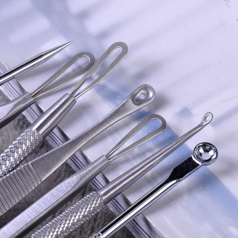 Hot 7Pcs Blackhead Pimple Blemish Comedone Acne Extractor Remover Tools Set Kit