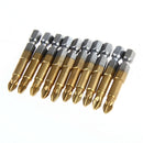 10 x Anti Slip Electric Screwdriver Bits Single Side Magnetic Hex Shank PH2