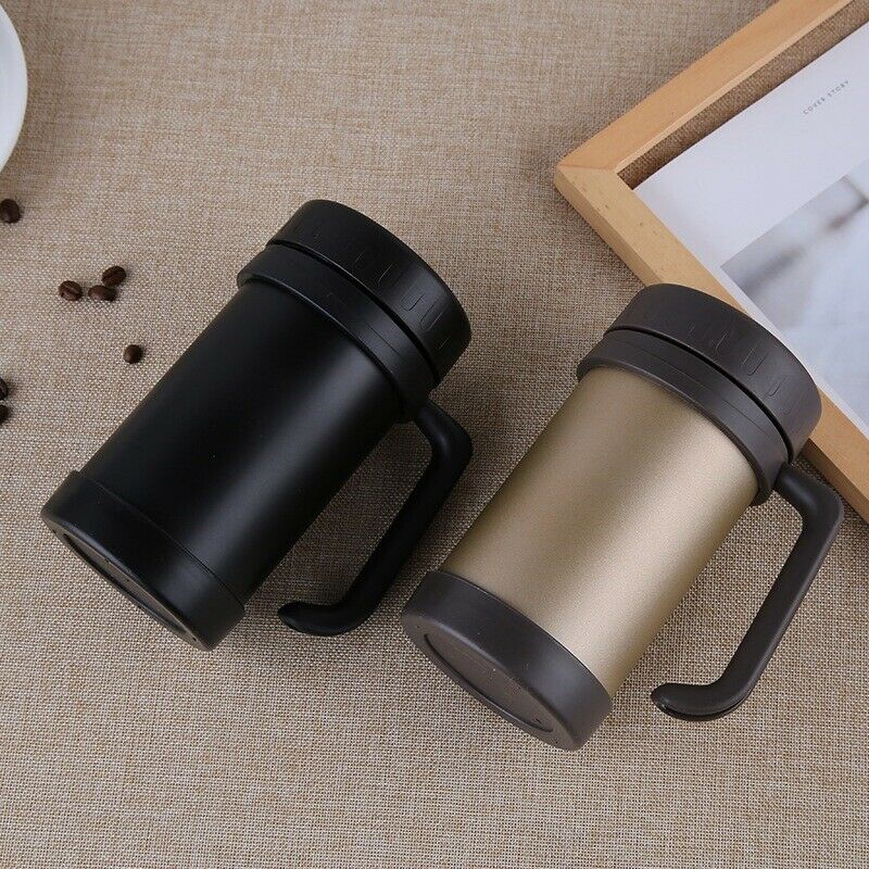 500Ml/17Oz Thermo Mug Stainless Steel Vacuum Flasks With Handle Thermo Cup  F6Y8