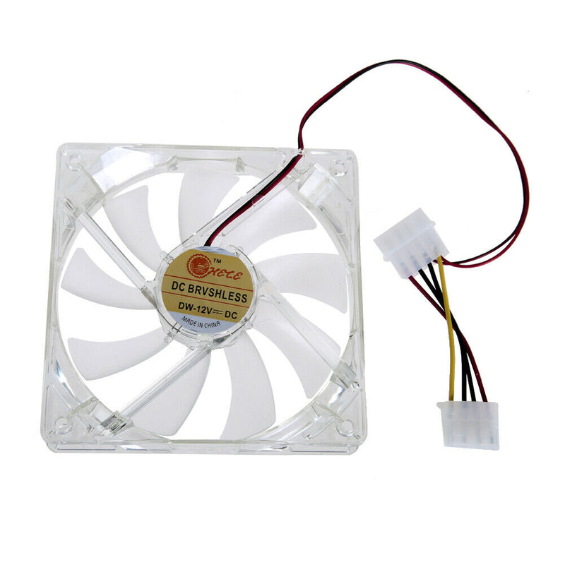 LED Light CPU Cooling Fan Computer PC Clear Case Quad 12CM Heatsink Red