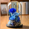 Glass Landscape Flower LED Light Ornament Cover Dome Display Stand _Brown D