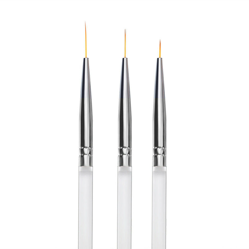 3pcs Nail Art UV Gel Liner Drawing Brush Flower Painting Acrylic Pen Tool Supply