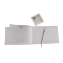 White Rhinestone Embellished Satin Wedding Guest Book Pen and Stand Set Gift