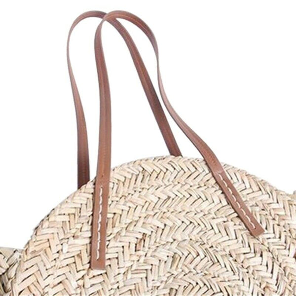 Women Bohemia Wind Beach Circle Round Rattan Straw Summer Travel Shoulder B B2H2
