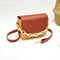 Woven Straw Shoulder Bag Women PU Splicing Beach Travel Small Money Pouch