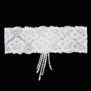 Wedding Garter Flower Applique Keepsake Throwaway Rhinestone Lace Thigh Ring