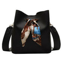 Women'S Scarf Bucket Bag Pu Leather Messenger Bag Ladies Single Shoulder Mo Y8V6