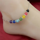 New Jewelry Seven Chakra Seven Colors Crystal Agate Jade Bead Metal Anklet TO