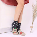 5pair European Fashion Christmas Sock Women Deerlet Santa Claus Print Short Sock