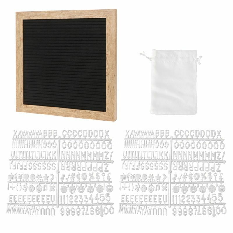 10x10 Inch Felt Letter Board Retro Wood With 340 White Letters Numbers And Bag
