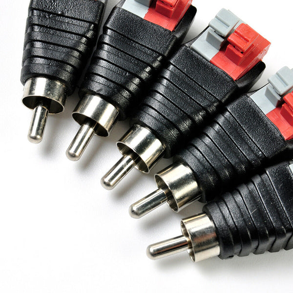 Speaker Wire A/V Cable to Audio Male RCA Converter Adapter Jack Press Plug