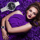 Waterproof Star Sky Quartz Watch Women Leather Strap Wristwatch (White B)
