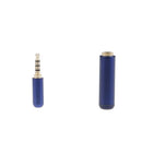 Pair 3.5mm 1/8" TRRS 4 Pole Female+Male Plug A/V Solder Connector Blue