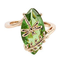 US 8 Dragonfly Green Ring For Women Jewelry Olive Green Stone Rings Cubic R